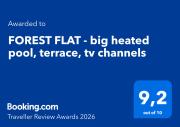 FOREST FLAT - big heated pool, terrace, tv channels
