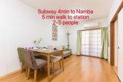 Near Station , 4 min to Namba by subway, 2-5 people