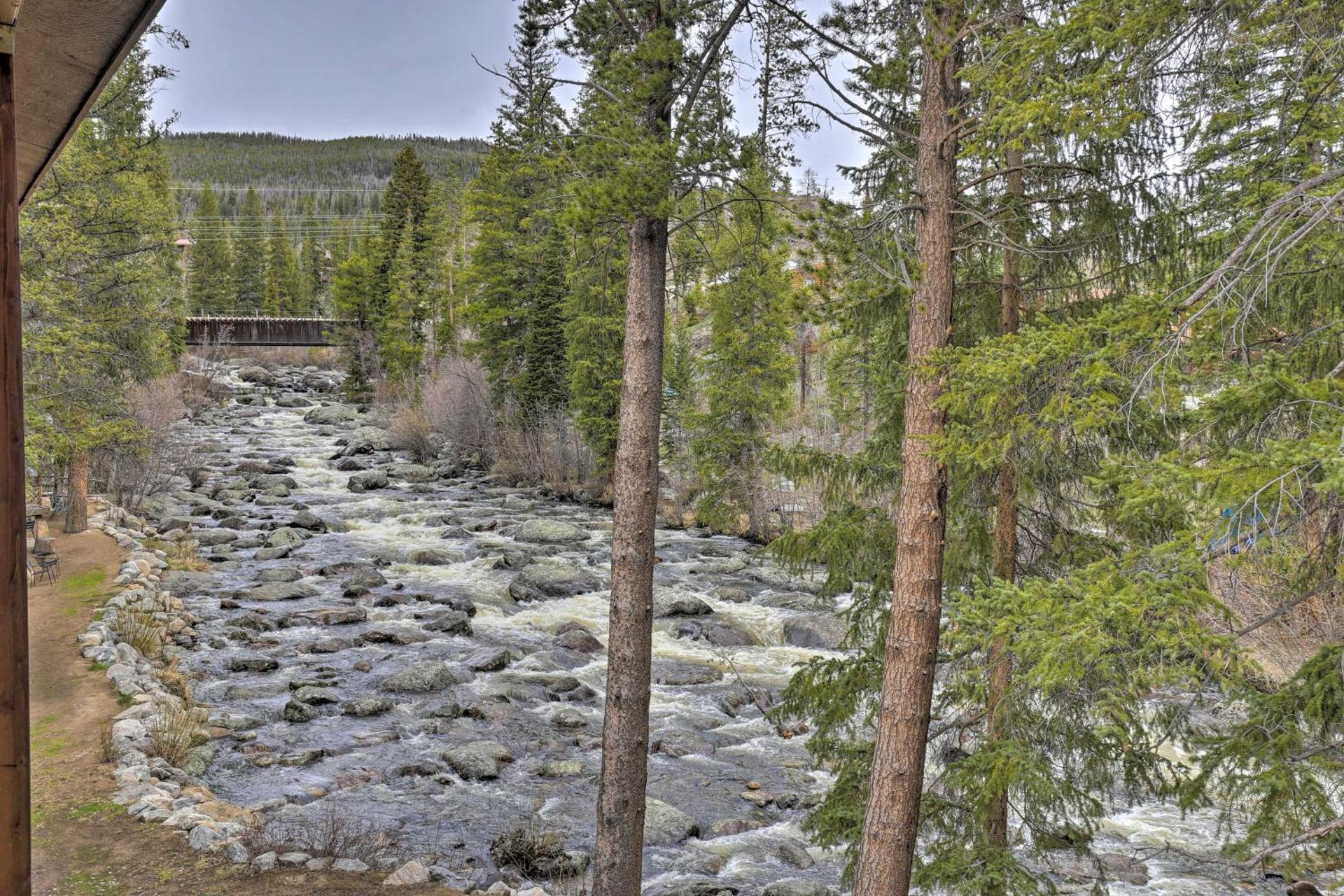 Fireplace and Stream Access Cozy Grand Lake Retreat