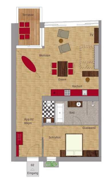 One-Bedroom Apartment with Terrace