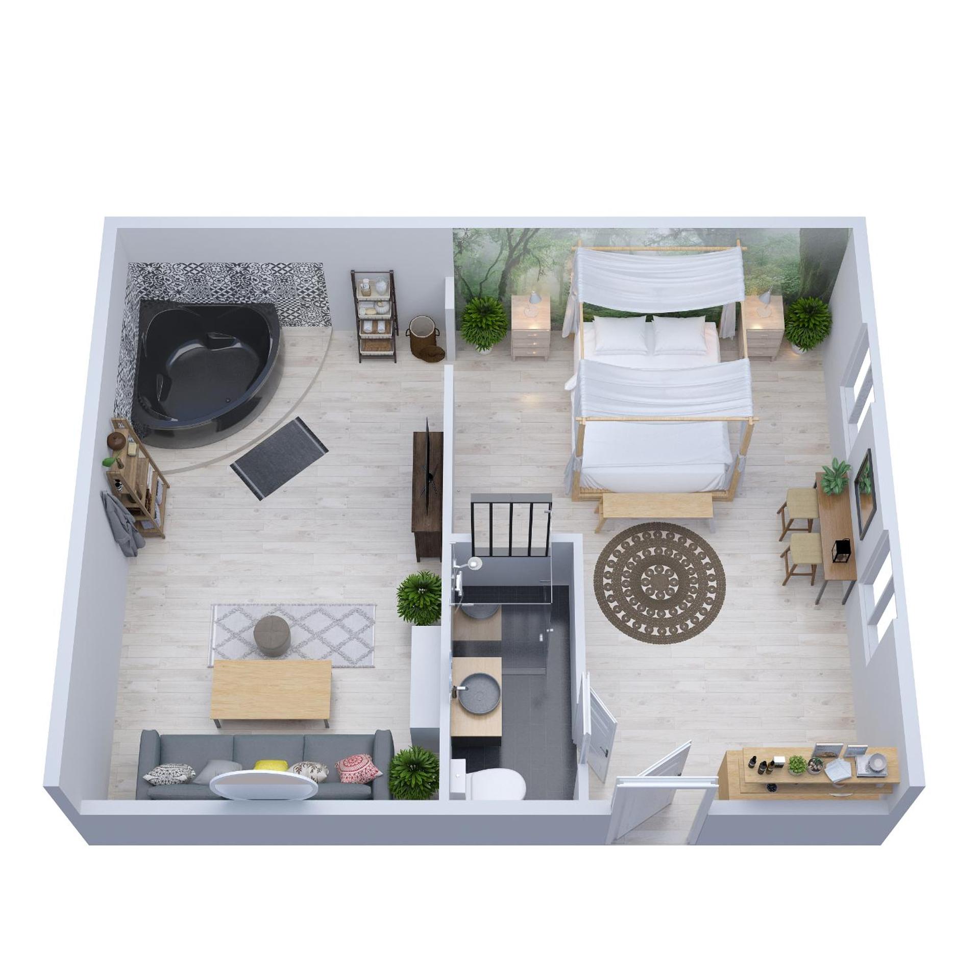 L'Evasion romantique en Amazonie, SPA, Écran cinéma, day use, Lit baldaquin