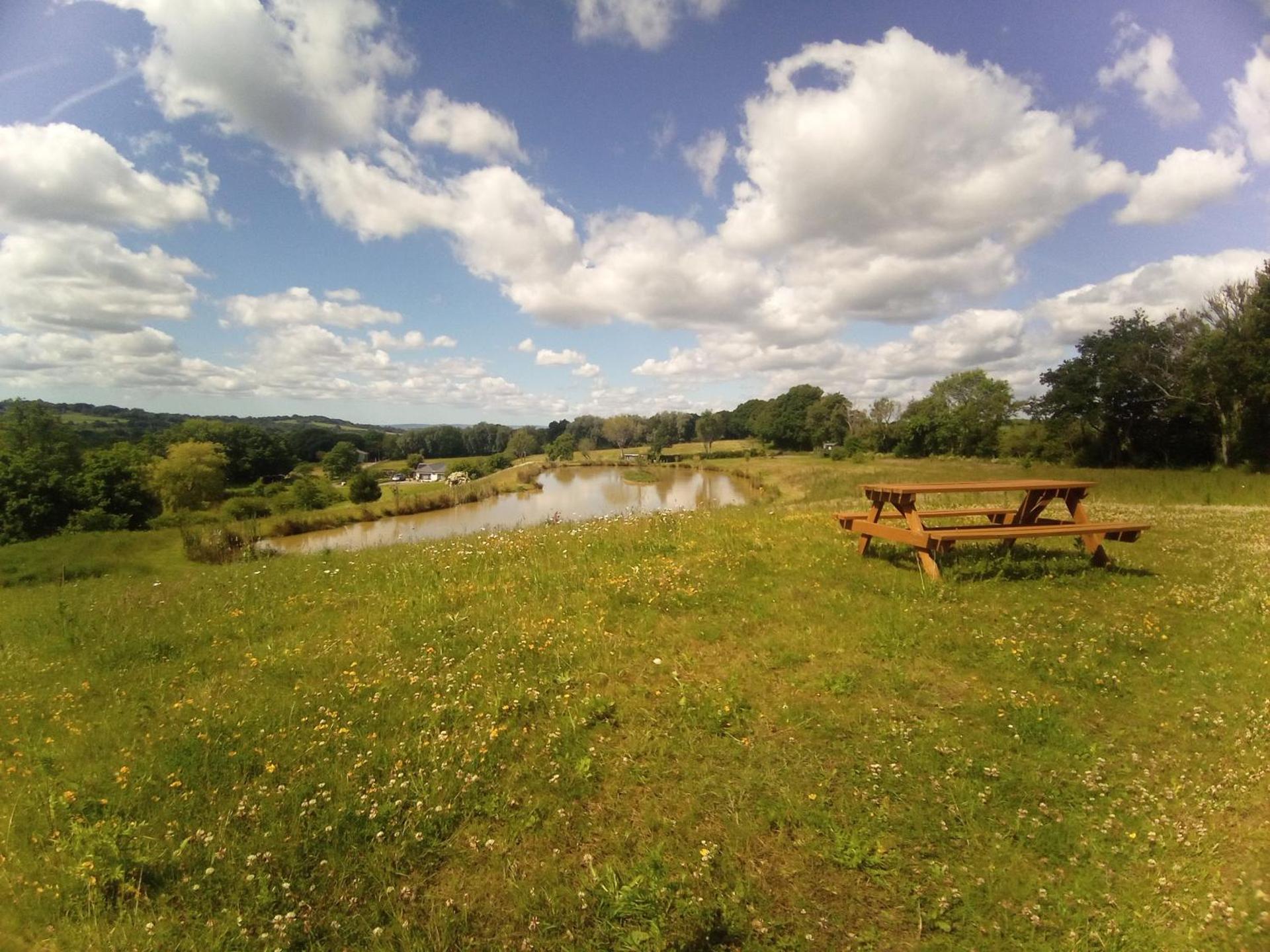 Charming tranquil Shepherds Hut with lakeside balcony 'Roach'