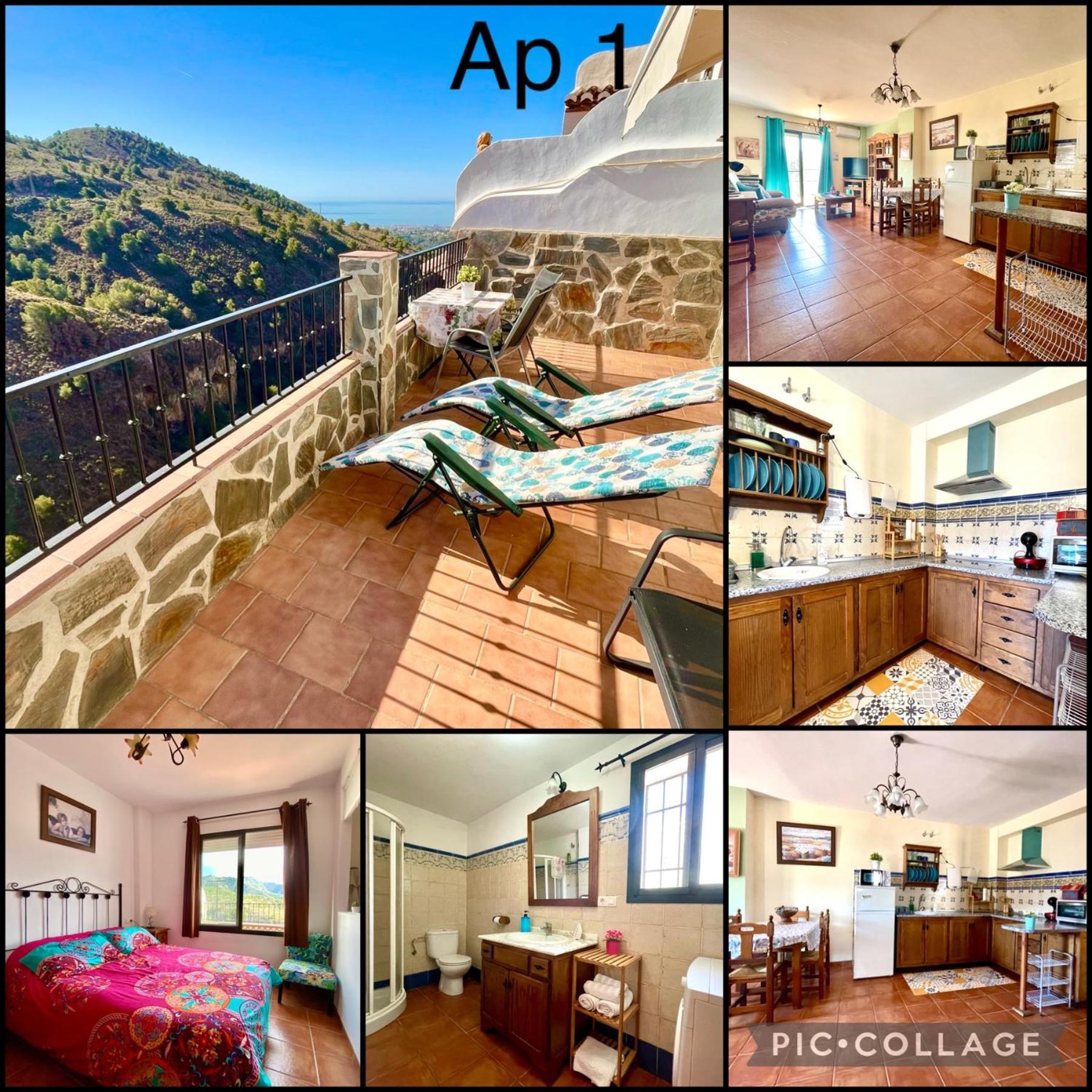 Apartamentos Axarquia , Frigiliana, terraza privada con vistas a la montaña rio y al mar
