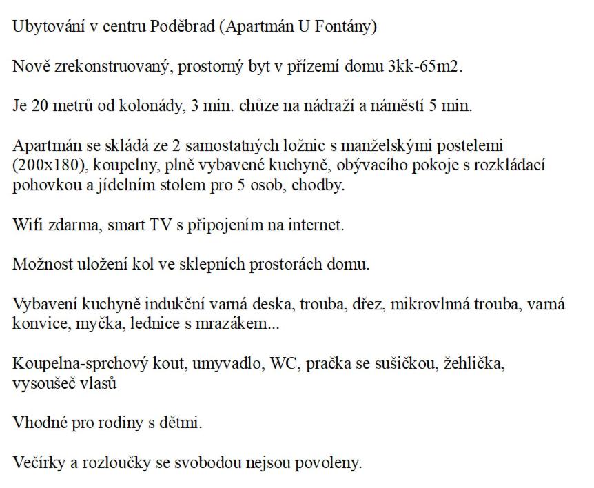 Apartmán u Fontány