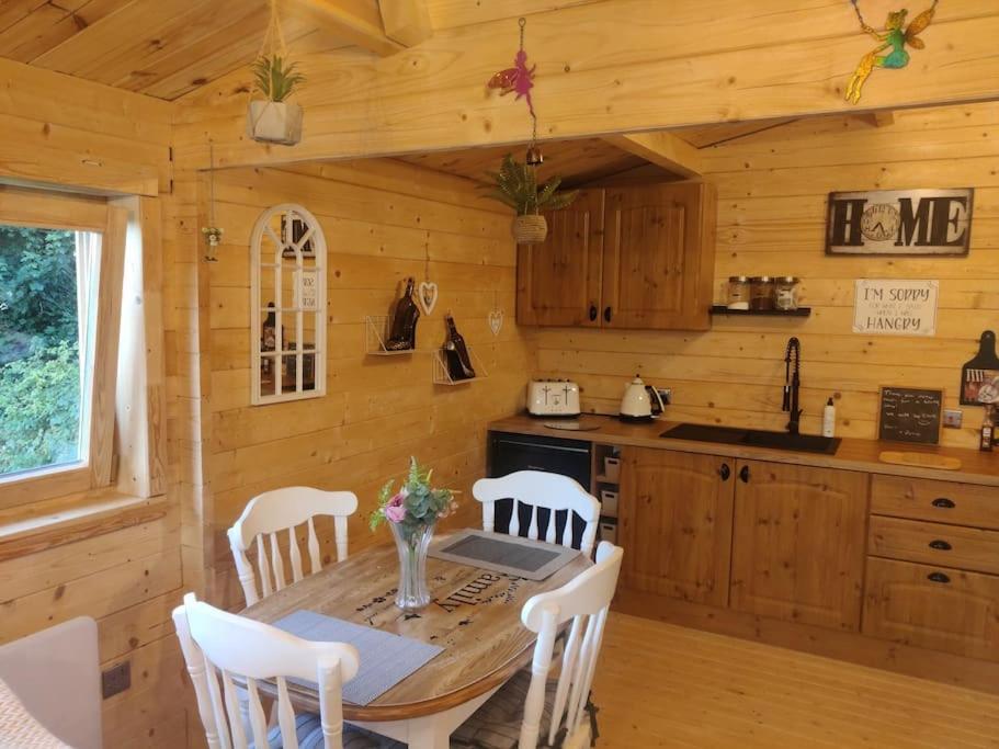 Luxury log cabin with wood fired hot tub
