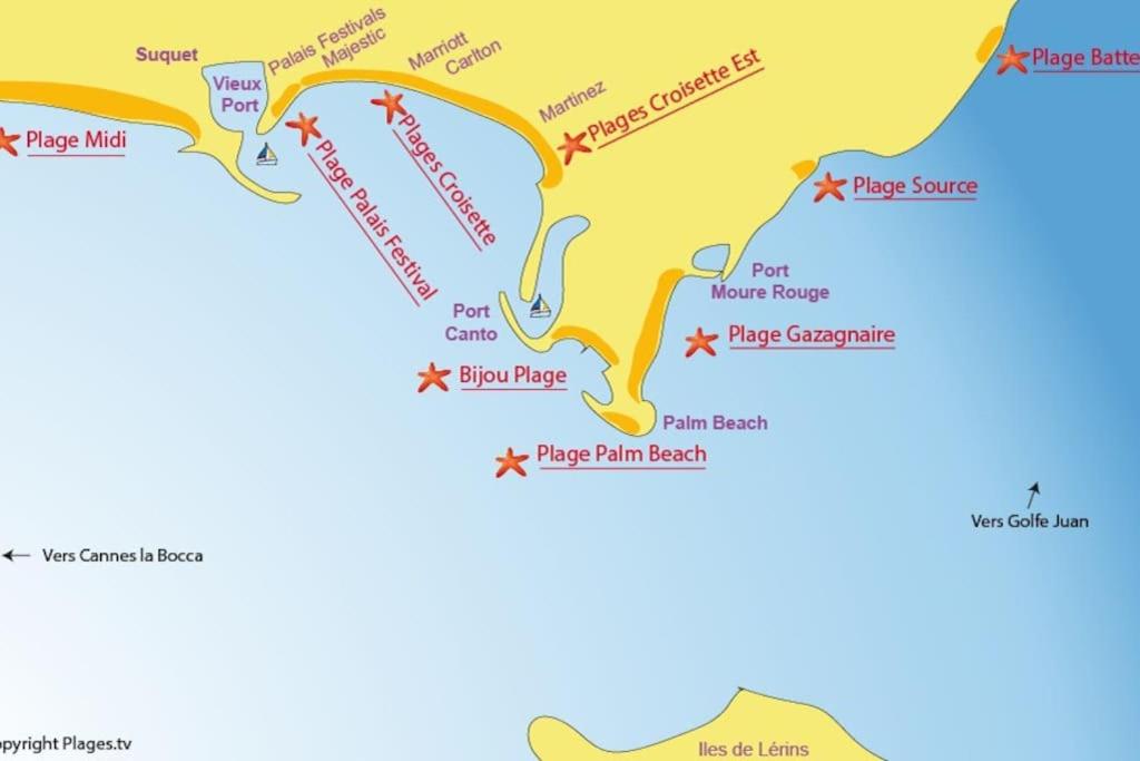 Cannes Palm Beach Parking, clim, wifi plage 2' à pieds