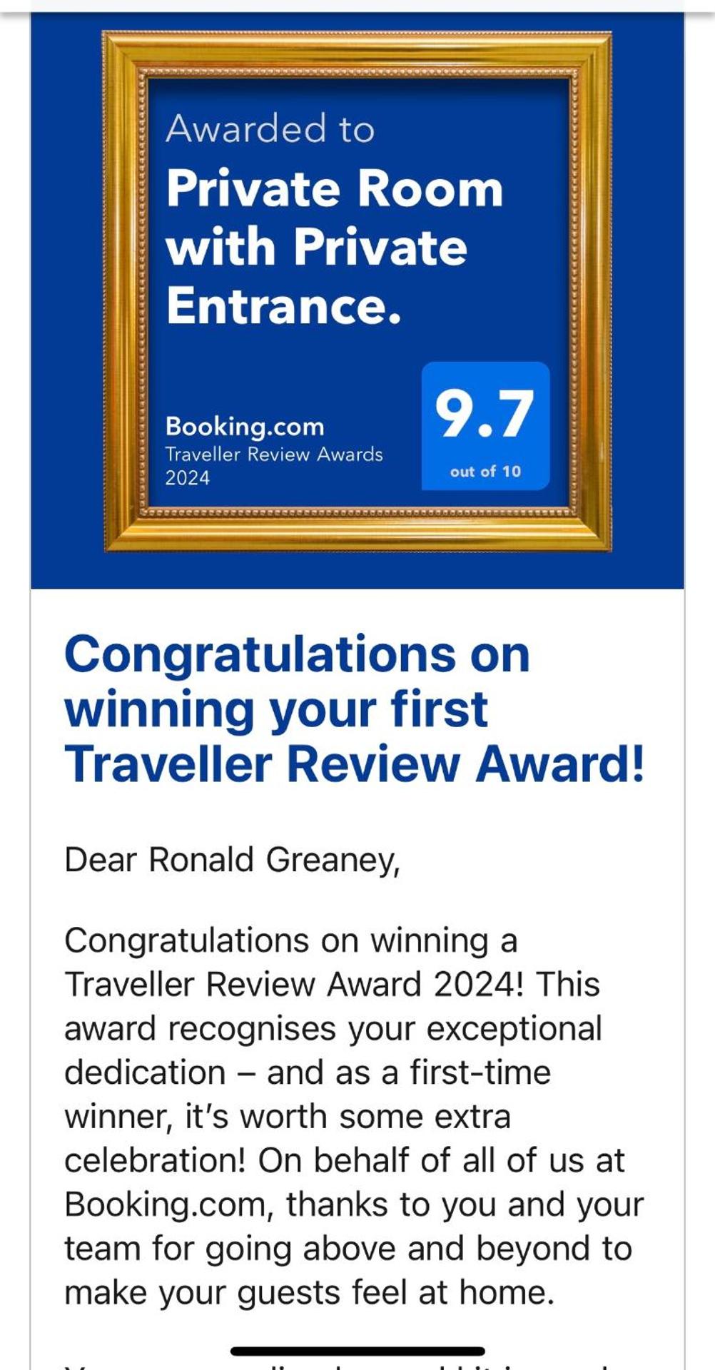 Private Room with Private Entrance.