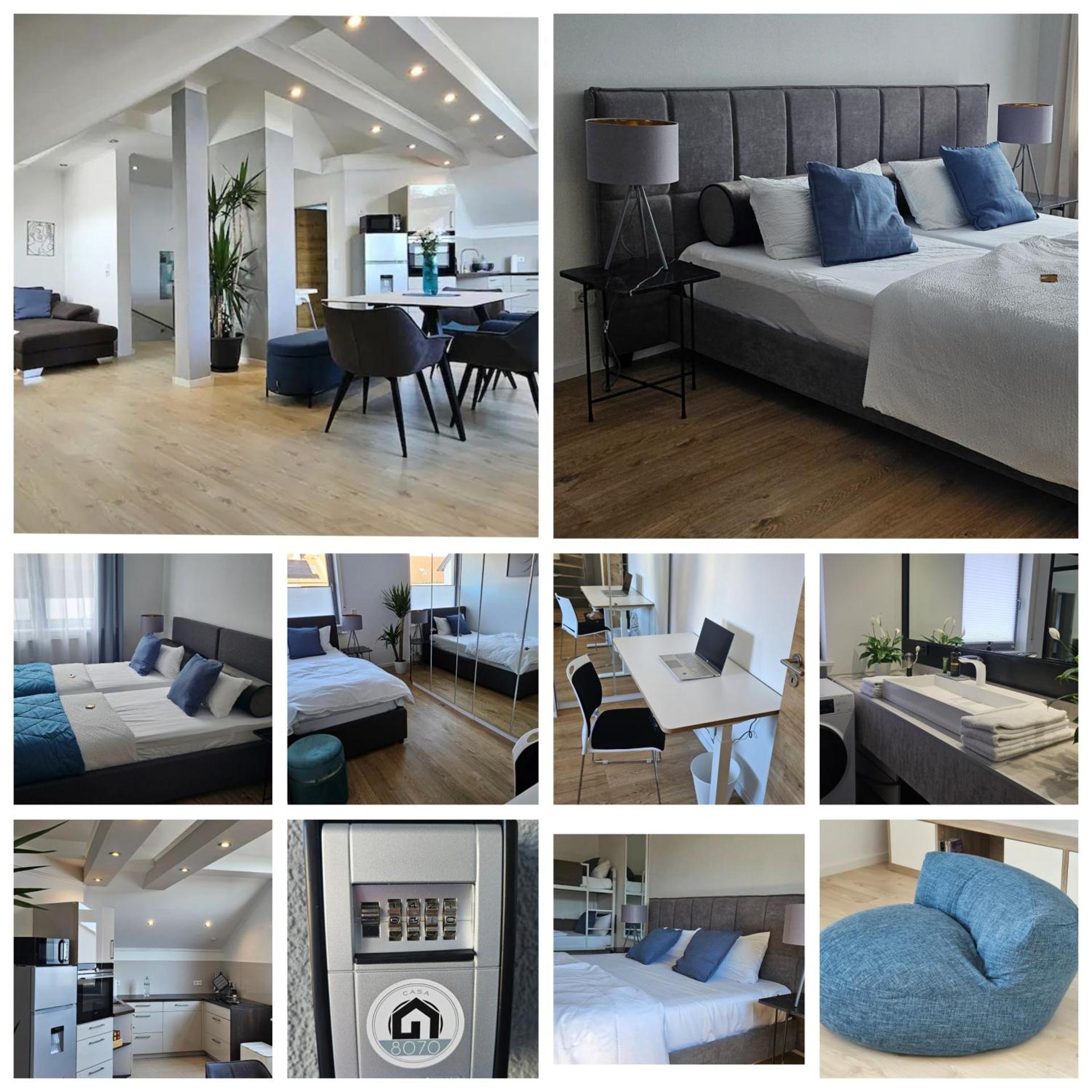 CASA 8070 - Exklusive große Maisonette Wohnung 91 qm für Familien, Gruppen und Geschäftsreisende, inklusive Parkplatz, WLAN, Kaffee und Tee, voll ausgestattet 1 bis 9 Personen