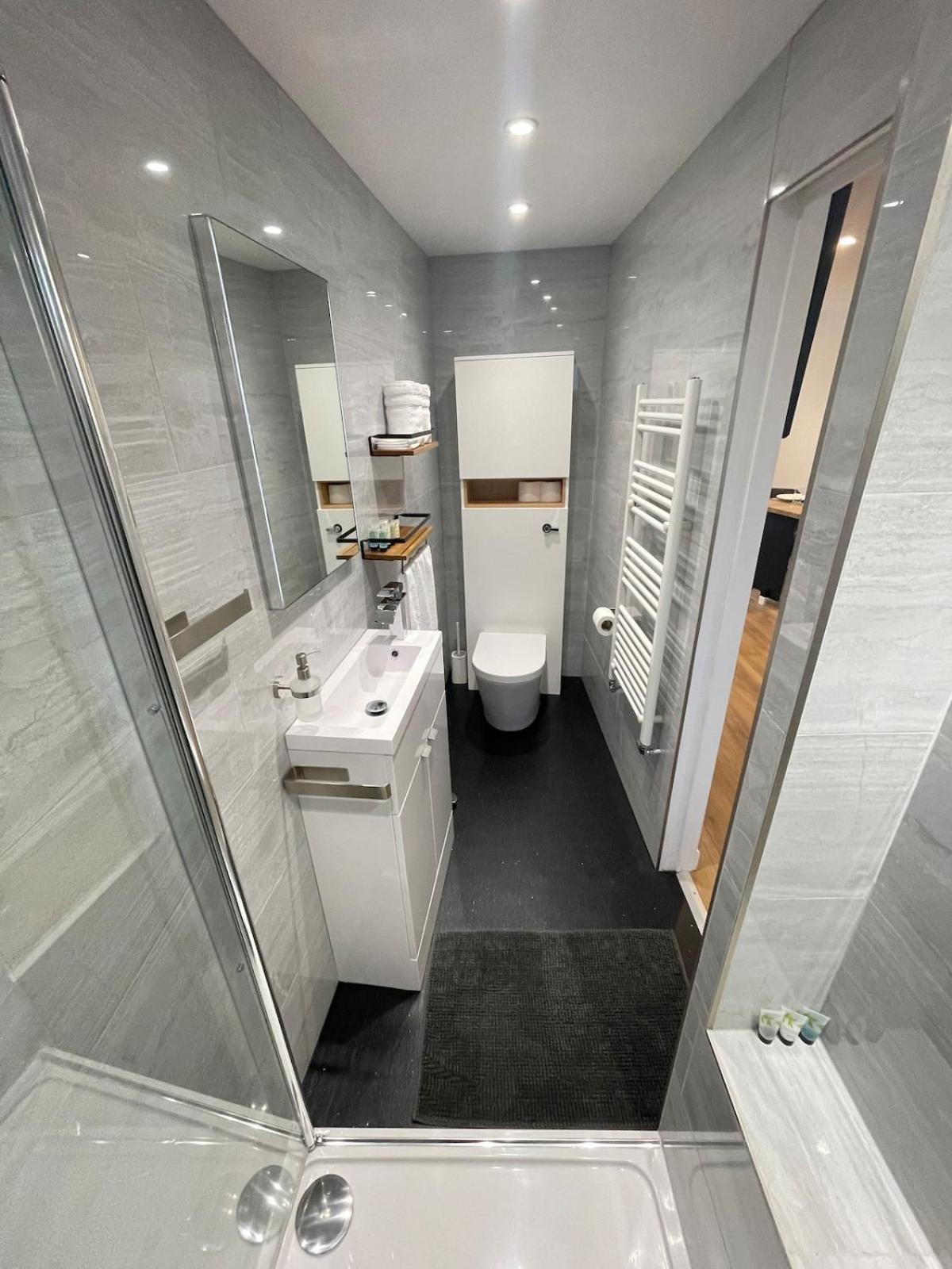 Self-contained studio with folding down Bed