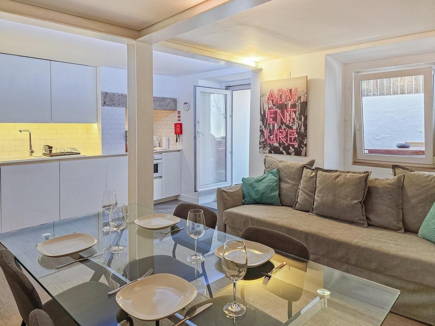 Ground floor apartment with private patio and AC