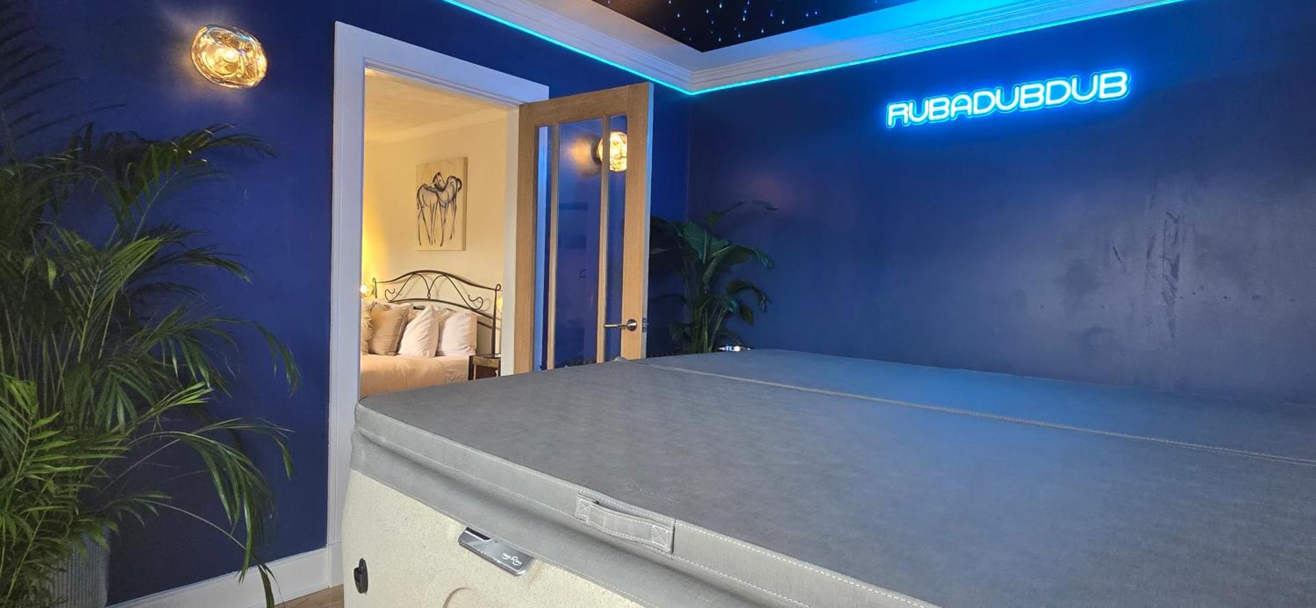 The NEW Blue Horse Suite at The Grumpy Schnauzer B&B Luxury Private Indoor Hot Tub Breakfast in Bed