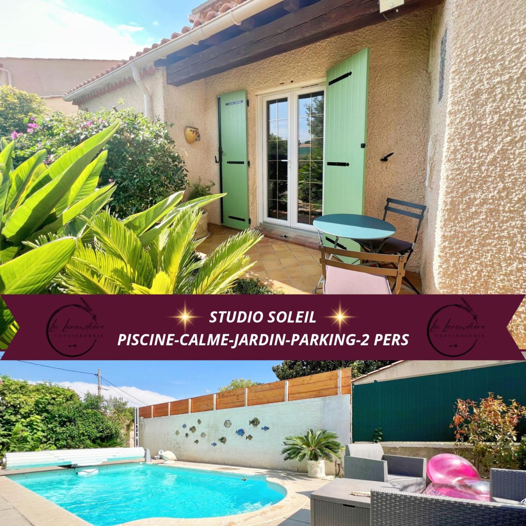 Studio Soleil - Piscine, Parking, Jardin, Calme, Wifi, 2 personnes