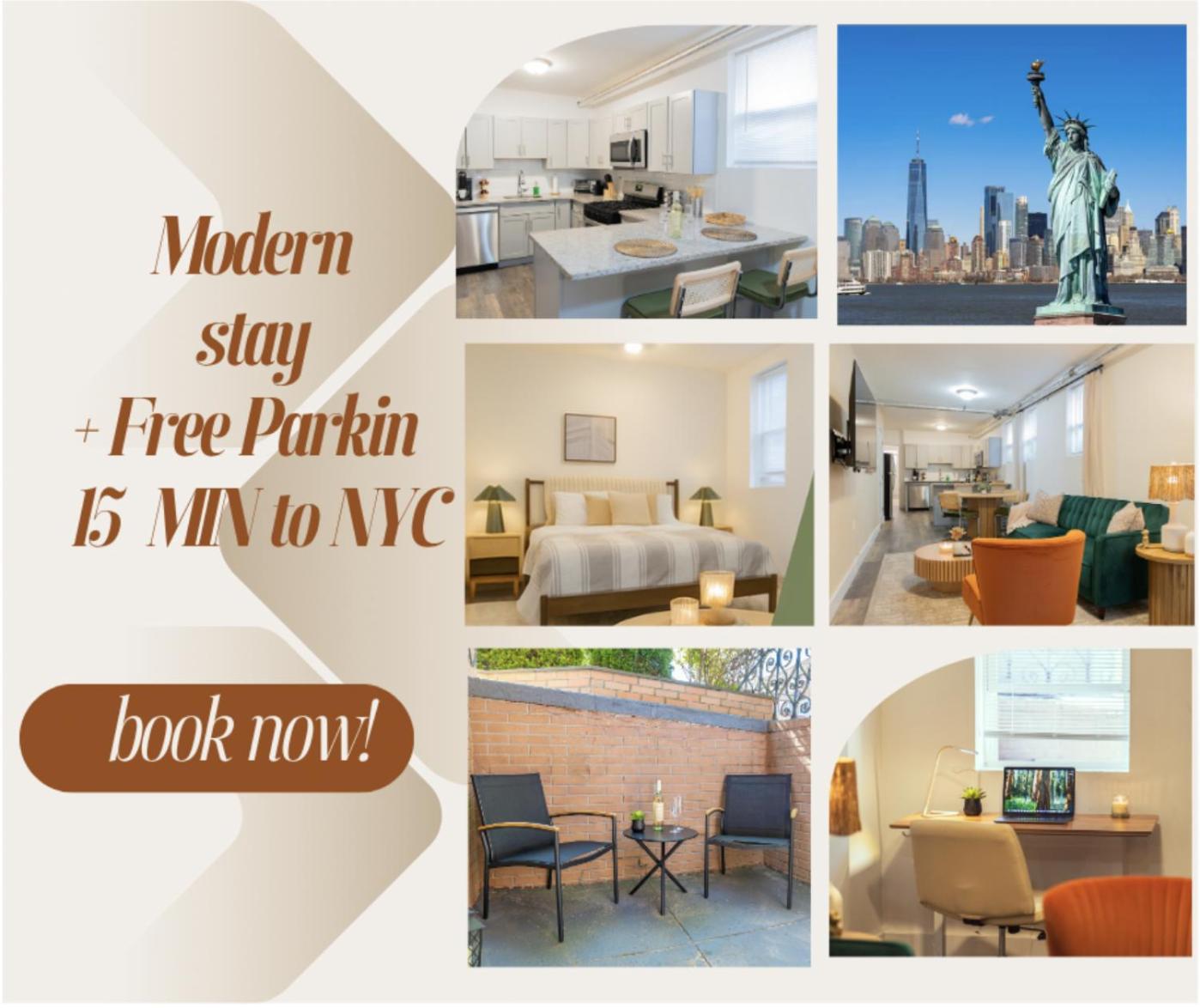 Moderno 1BR - Parking - 15 min NYC