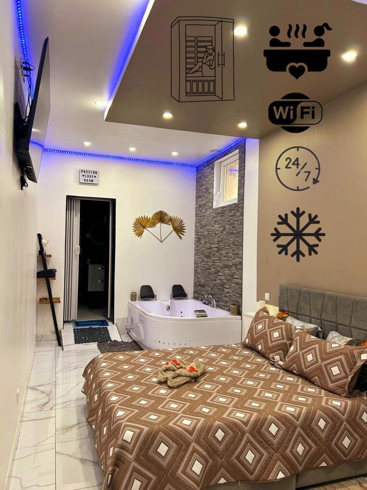 Suite GOLD L Amaryllis I Jacuzzi & Sauna privé I Centre Béziers Arrivée autonome