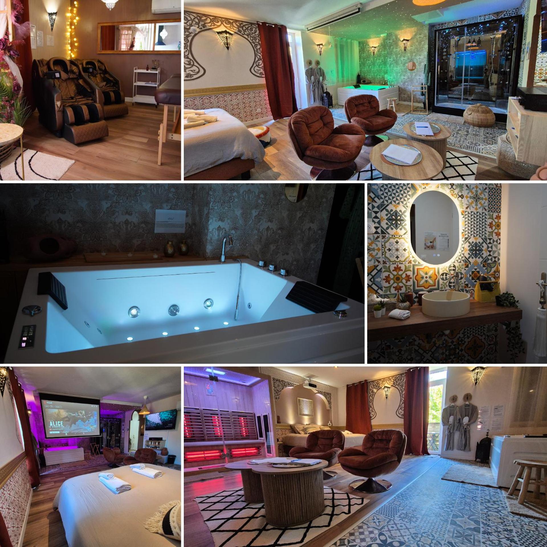 Suite Luxe Spa Balneo Sauna Hammam Projecteur