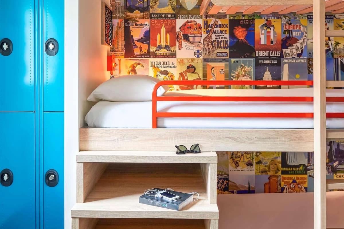 Break Room with Three Single Bunk Beds and Shared Bathroom