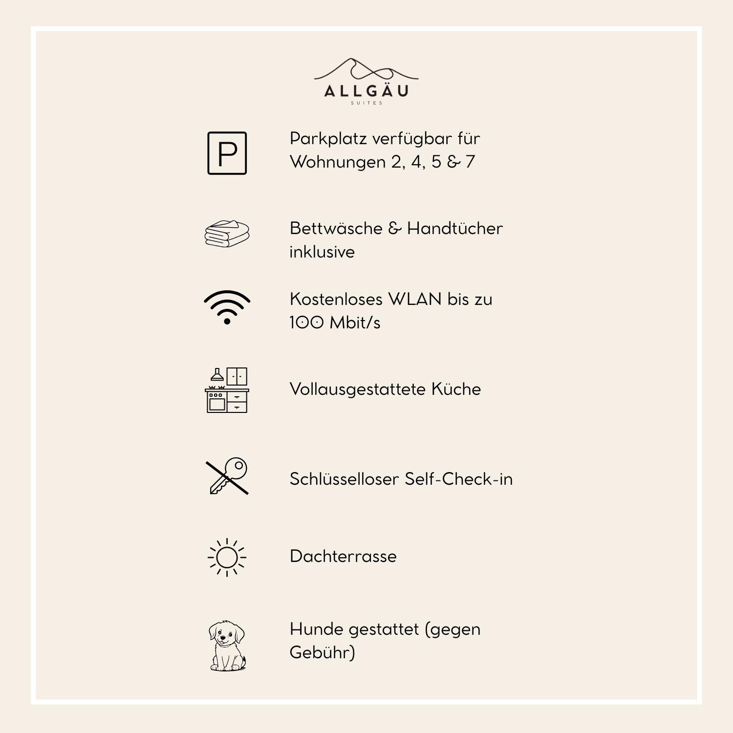 Allgäu Suites - Innenstadt, Schlafzimmer, Küche, Parkplatz möglich, Dachterrasse