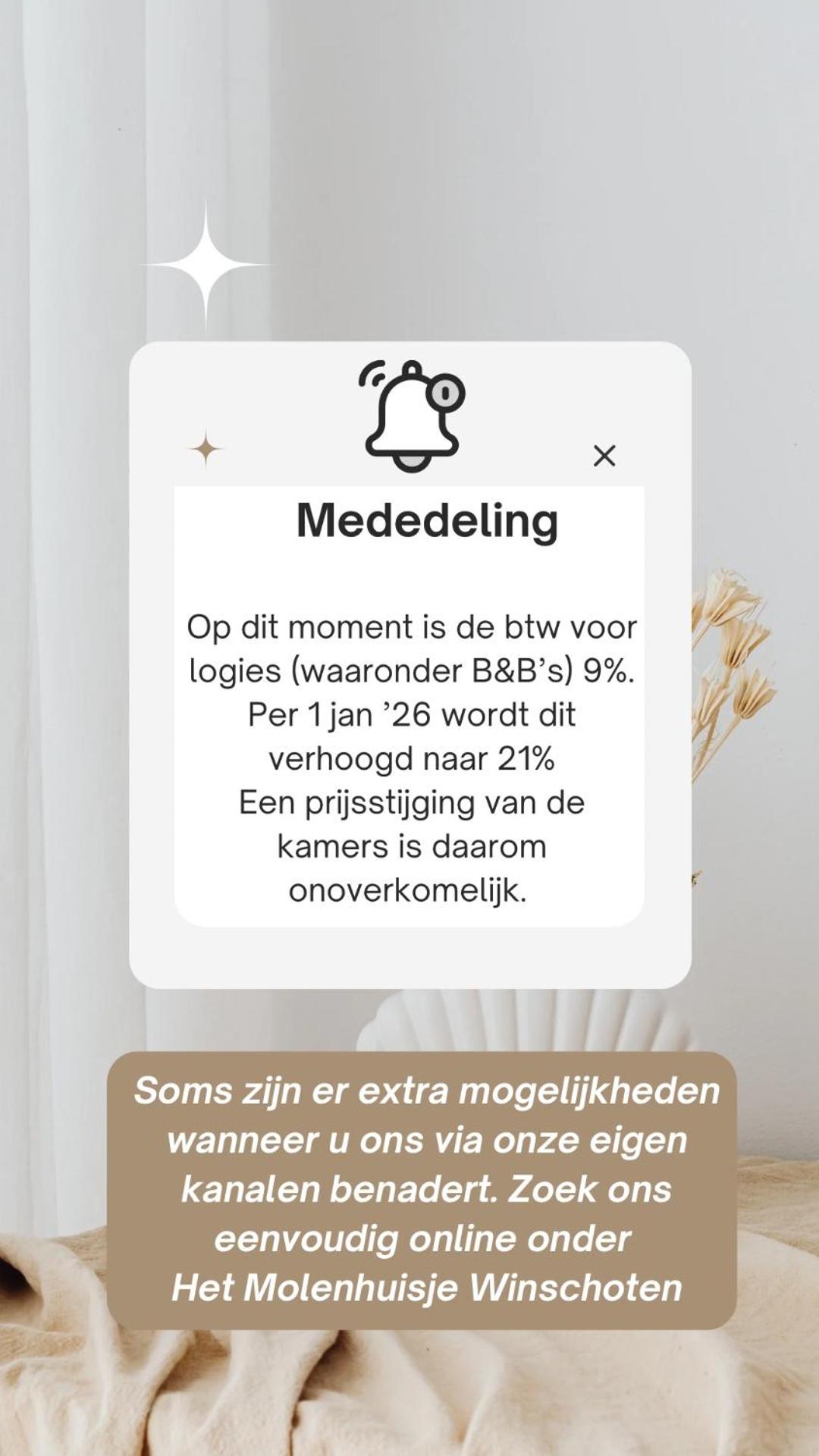 B&B Het Molenhuisje Winschoten - met woonkamer & keuken