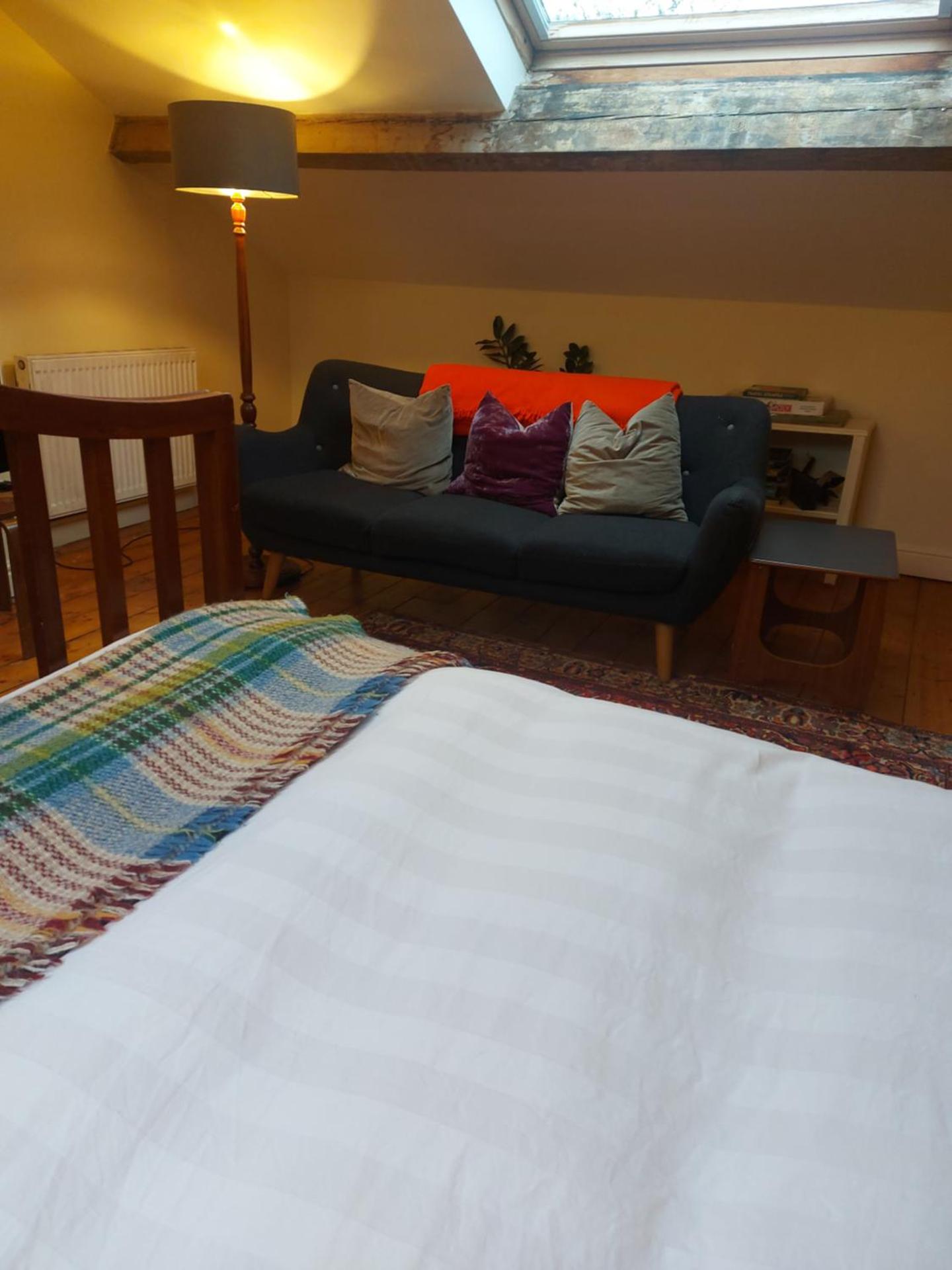 Restful attic room in riverside spot