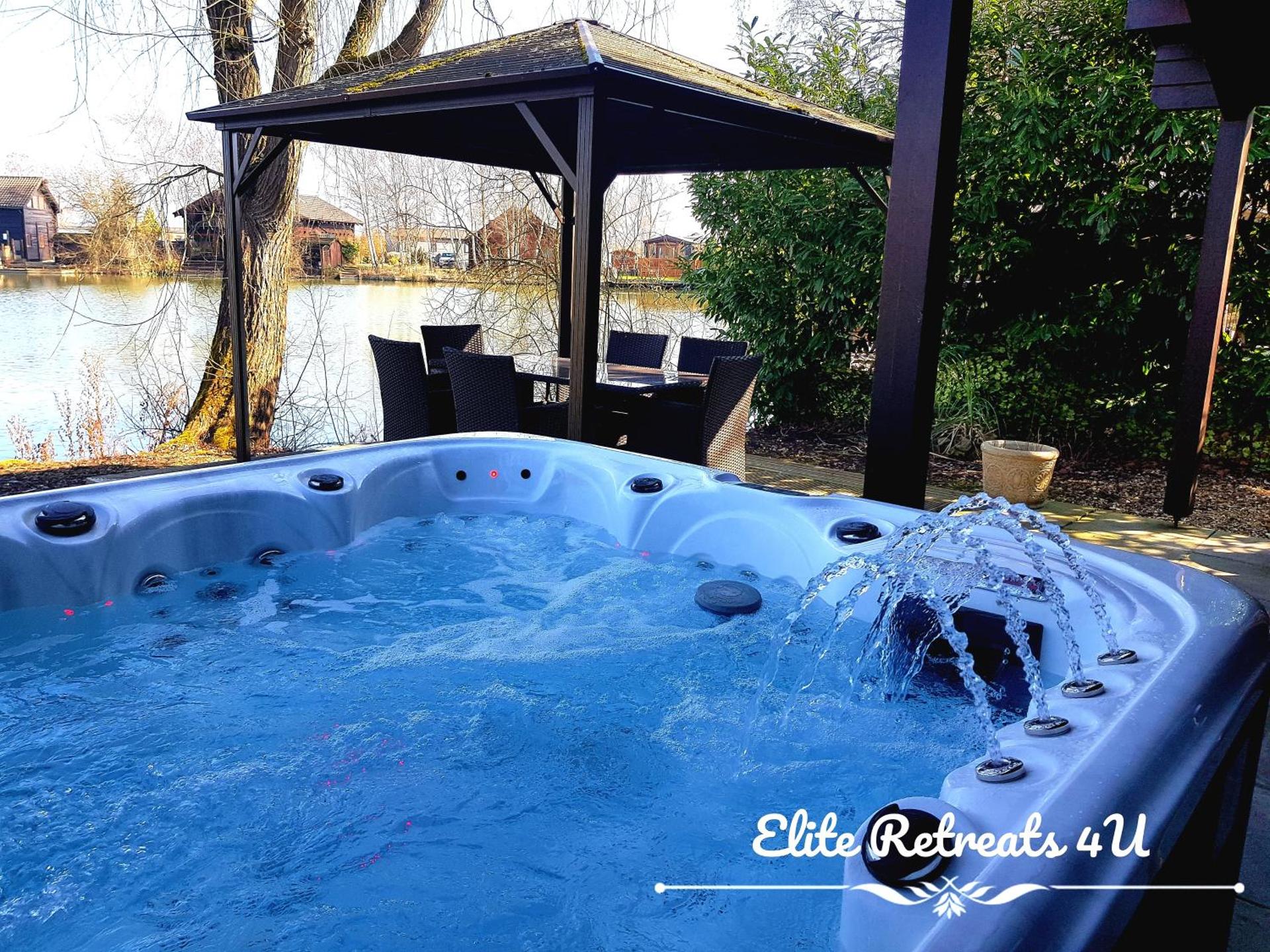 Elite Retreats 4U Lakeside Hot Tub Log Cabin with the fishing peg at Tattershall Lakes Park