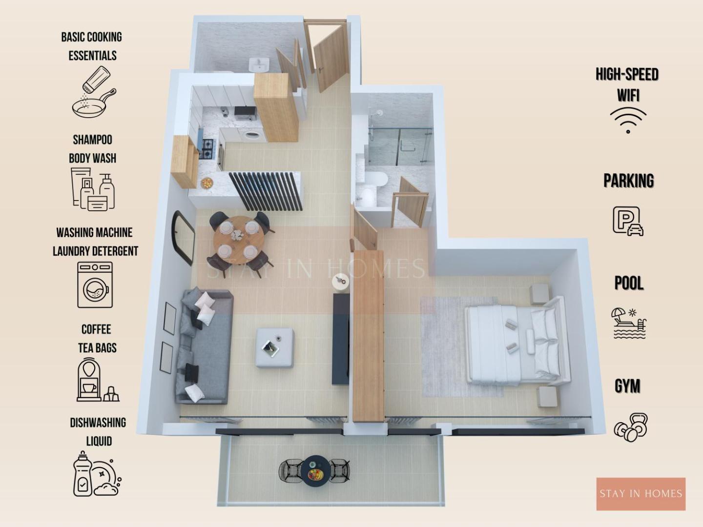 Bilde 3: 1BED in JVC by StayInHomes - 20 mins Business Bay - Parking - Pool -