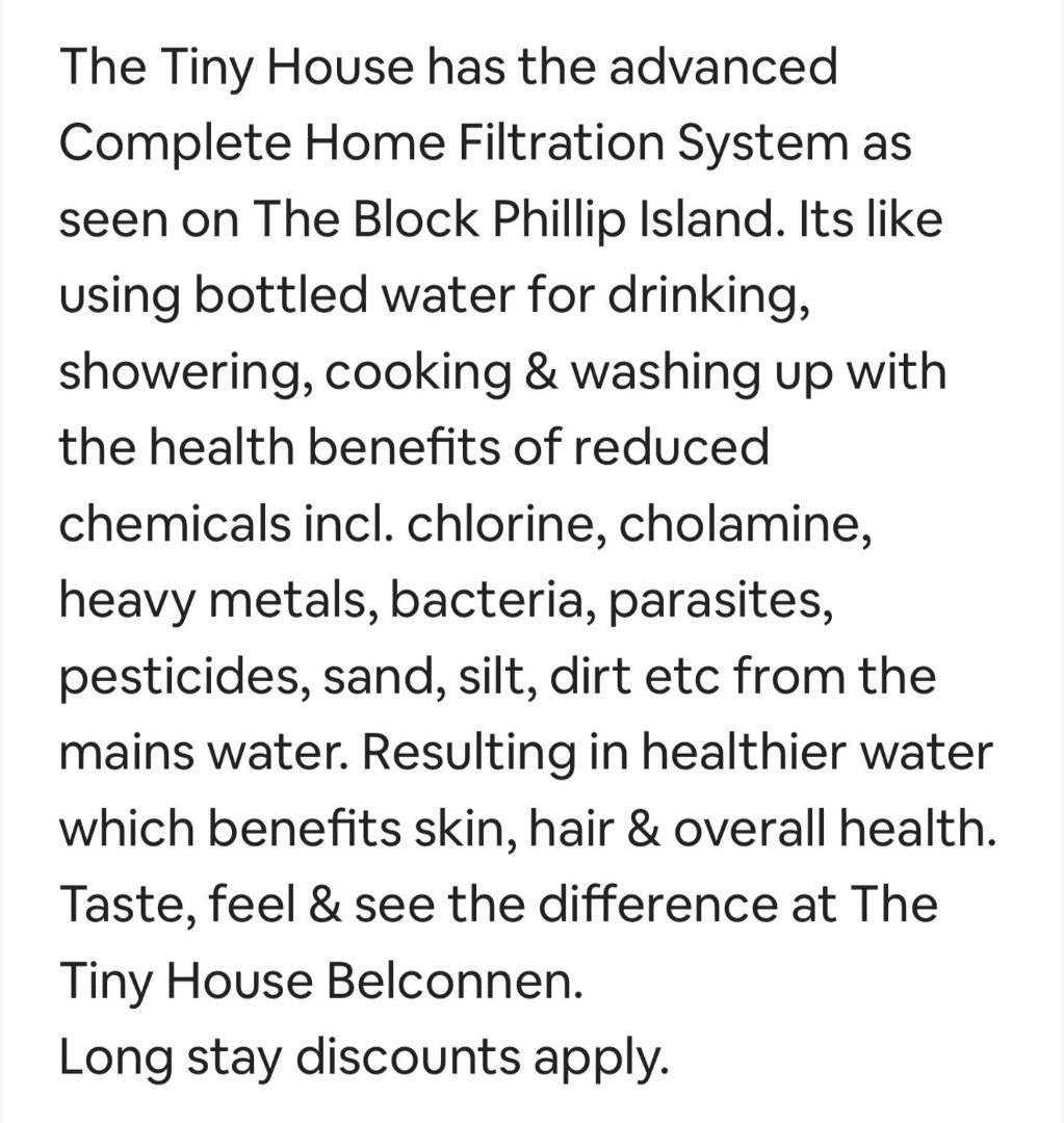 Фотография 2: Tiny House in Belconnen 1BR Self Contained Complete Home Filtration as seen on The Block Phillip Island Wine