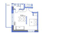 Studio mit Balkon