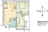 Apartment mit 2 Schlafzimmern