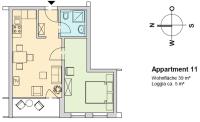 Apartment mit Balkon