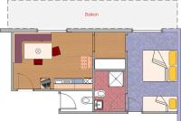 Apartment mit 1 Schlafzimmer und Balkon