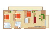 Apartment mit 3 Schlafzimmern und Balkon