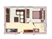 Appartamento con 1 Camera da Letto e Vista Giardino 