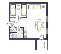 Apartment mit 1 Schlafzimmer und Balkon