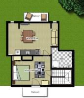 Appartement met 1 Slaapkamer en een Balkon