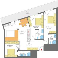 Apartment mit 3 Schlafzimmern und Balkon