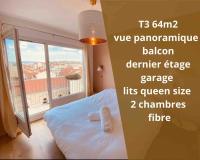 B&B Saint-Etienne - T3 Hypercentre-dernier étage-Balcon-Garage-Queen beds-vue panoramique - Bed and Breakfast Saint-Etienne