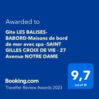 Gite LES BALISES- BABORD-Maisons de bord de mer avec spa -SAINT GILLES CROIX DE VIE - 27 Avenue NOTRE DAME - Chambres d'hôtes Saint-Gilles-Croix-de-Vie