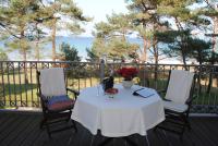 Panorama-Meerblick in der Villa Atlantic mit Strandkorb am Strand - B&B Ostseebad Binz