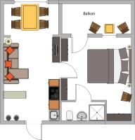 Apartamento de 1 dormitorio con balcón y vistas al mar