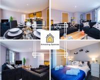 B&B Warrington - MODERN 2 BEDROOM 2 BATHROOM APARTMENT SLEEPS 4 IN WARRINGTON FOR WORK AND LEISURE WITH PRIVATE PARKING BY AMAZING SPACES RELOCATIONS Ltd - Bed and Breakfast Warrington