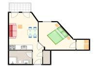 Apartment mit 1 Schlafzimmer und Balkon