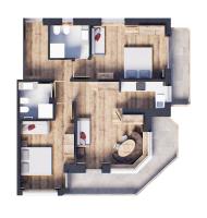 Deluxe-Apartment mit 2 Schlafzimmern und Gartenblick