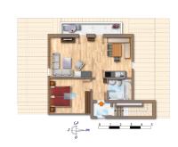 Appartement met 1 slaapkamer, balkon en uitzicht op de bergen.
