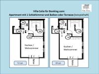 Apartment mit 1 Schlafzimmer und Balkon oder Terrasse

