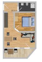 Apartment mit 1 Schlafzimmer und Balkon