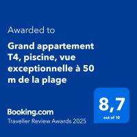 Grand appartement T4, piscine, vue exceptionnelle à 50 m de la plage - B&B
