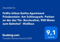 FeWo Urban Gotha-Apartment Friedenstein- Am Schlosspark- Parken an der der Tür- Barrierefrei, 900 Meter zum Bahnhof - Wallbox - Chambres d'hôtes Gotha