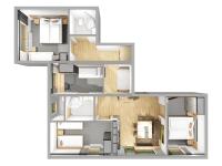 Four-Bedroom Apartment with Balcony