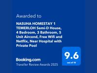NASUHA HOMESTAY 1 TEMERLOH Semi-D House, 4 Bedroom, 3 Bathroom, 5 Unit Aircond, Free Wifi and Netflix, Near Hospital with Private Pool - Chambres d'hôtes Temerluh