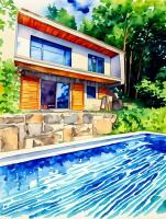 Modernistyczna willa poety i aktorki, z widokiem na jezioro i góry oraz prywatnym basenem, sauną, kominkiem, lasem i ogrodem - B&B Rożnów